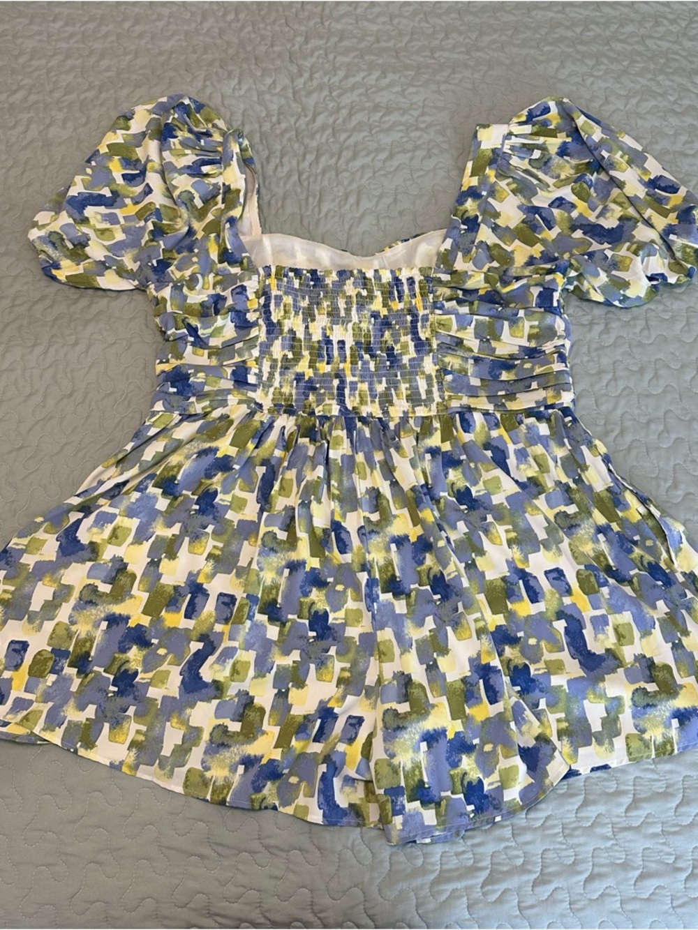 Abercrombie & Fitch Blue & Green Brushstroke Print Women’s Romper Size XL - Picture 3 of 5
